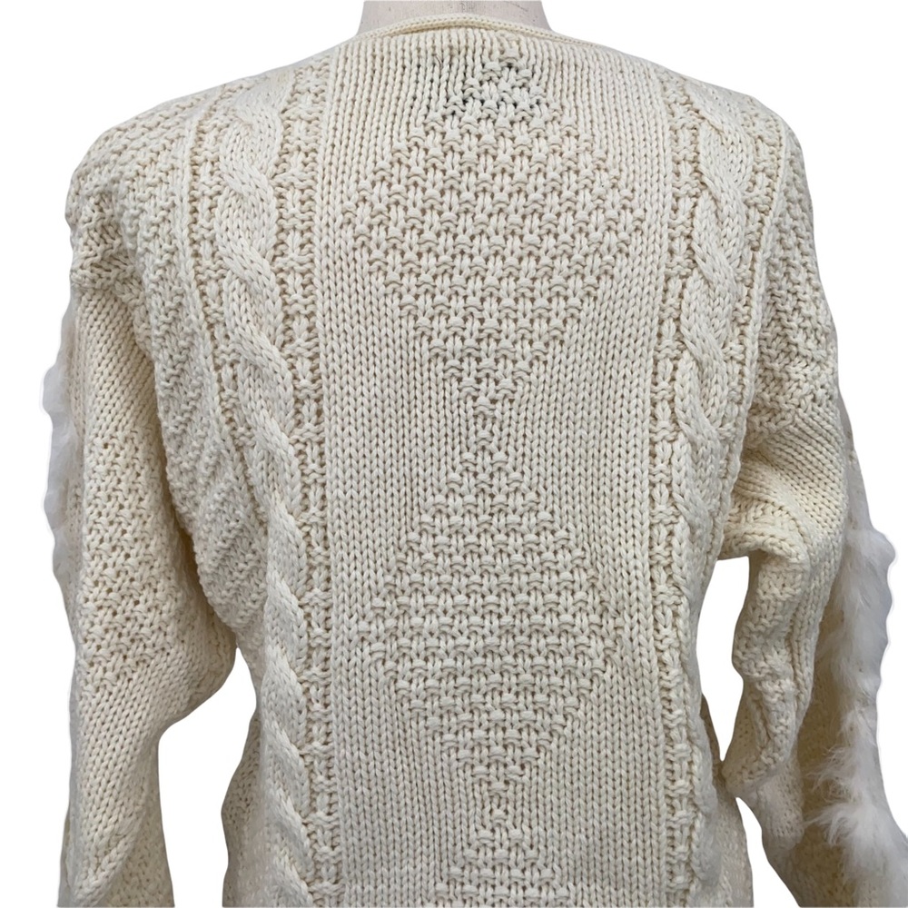 Loop Di Loop Boho Cream Thick Knit Feathered Swea… - image 3